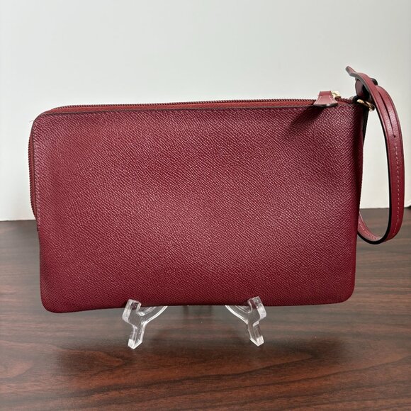 Coach Burgundy Leather Story Patch Wristlet F37877 - Picture 2 of 6